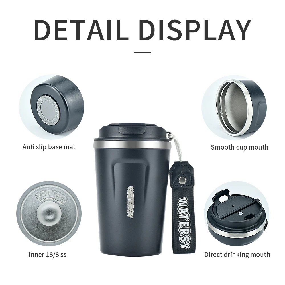 380ml Insulated Coffee Cup Stainless Steel Thermal Mug Cold & Hot Vacuum Flask Portable Milk Tea Coffee Mug Travel Tumbler Mug