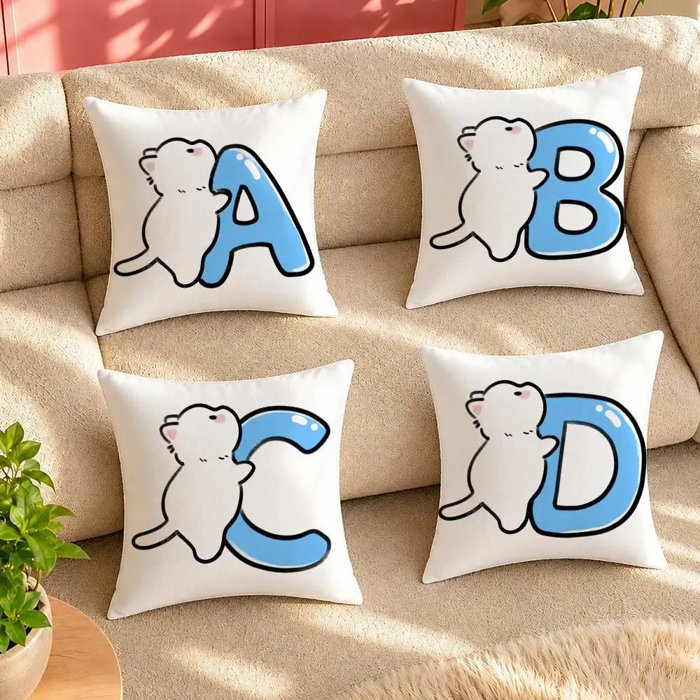 Personalised A B C D E F Cushion Cover Case Anti-dustmite Pillowcase Invisible zipper silky short plush Sofa cushion cover