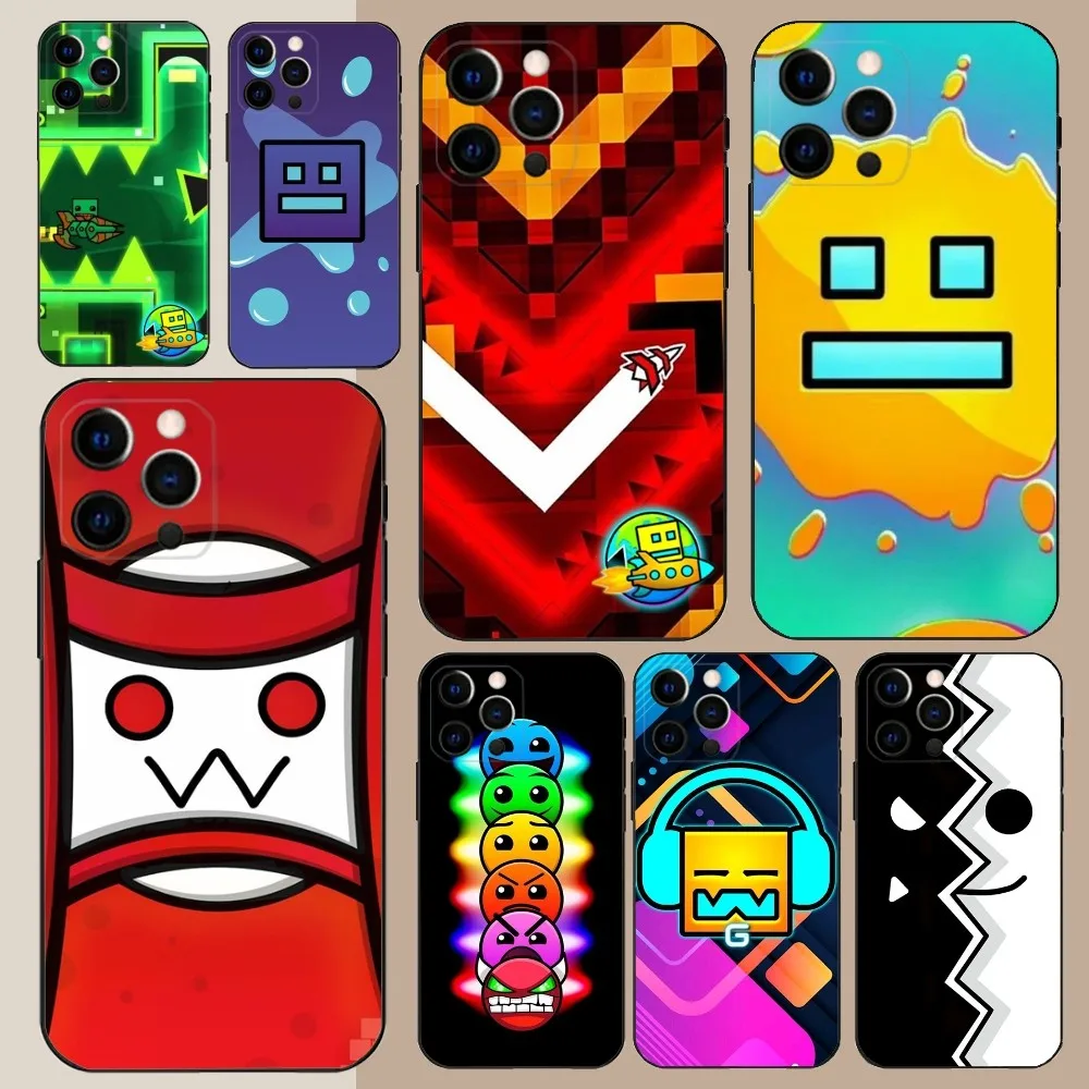 Game G-Geometry-Dash-S  Phone Case For Apple iPhone 15,14,13,12,11,Pro,X,XS,Max,XR,Plus,Mini Soft Black Cover