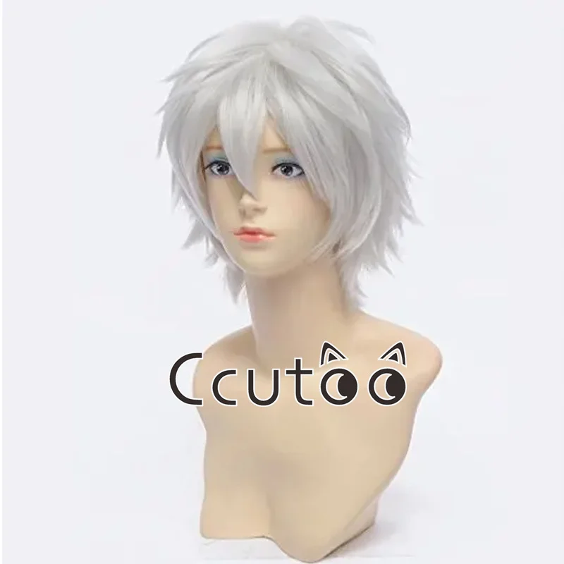 New Sakata Gintoki Wig Short Shaggy Layered Synthetic Hair The Future Diary Akise Aru Cosplay Wigs for Men Halloween Carnival