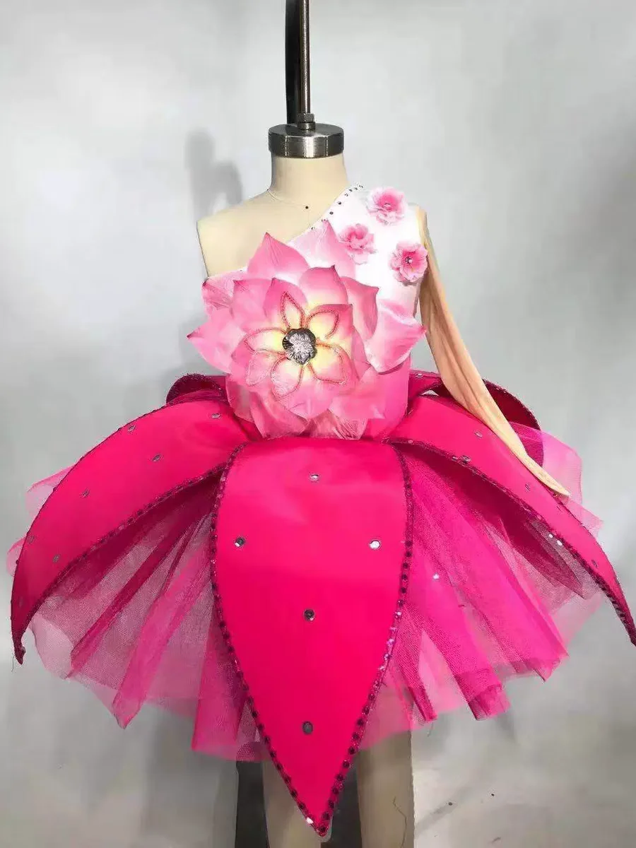 Children’s Magnolia Fragrance Performance Costume Peach Blossoms Girls’ Lotus Style National Opening Dance Magnolia Blossoms