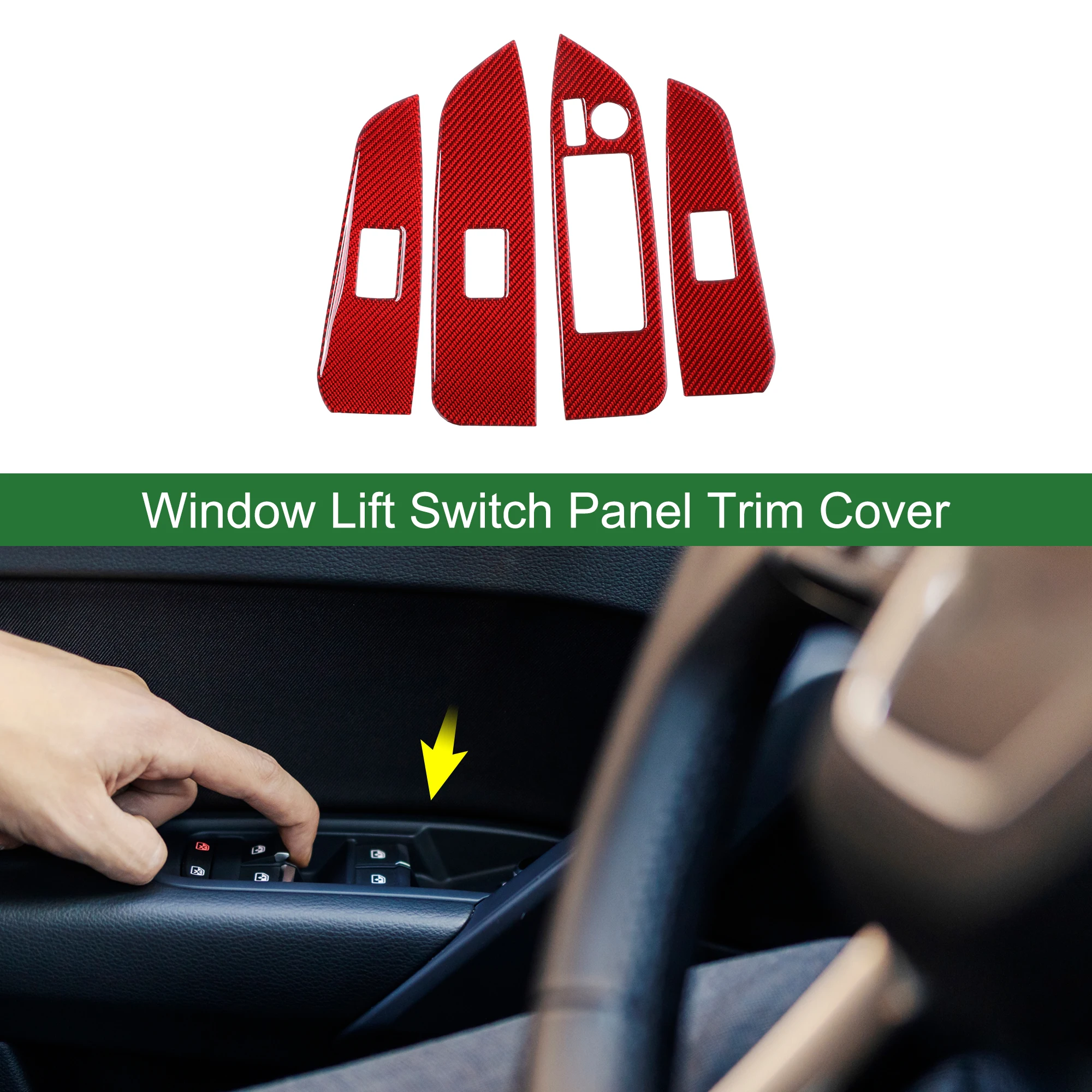 

UXCELL 1 Set Window Lift Switch Panel Trim Cover for Toyota Highlander 2014-2019 Red