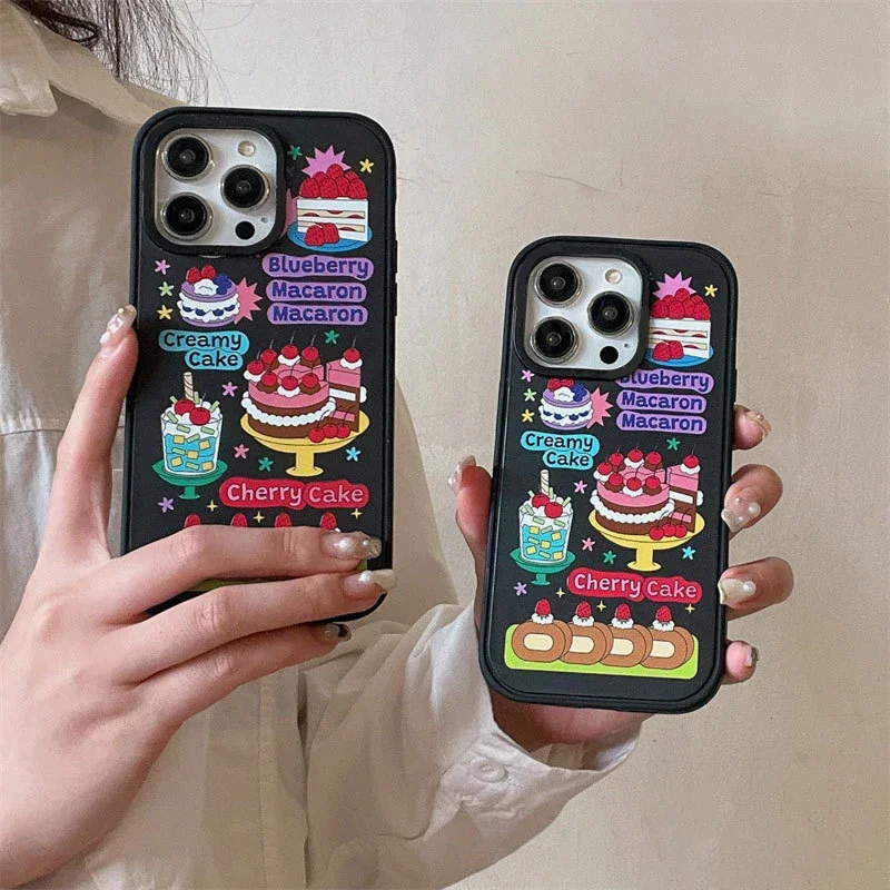 

Cake Black Frosted Phone Case Cover for IPhone 13 14 15 Pro Max Case