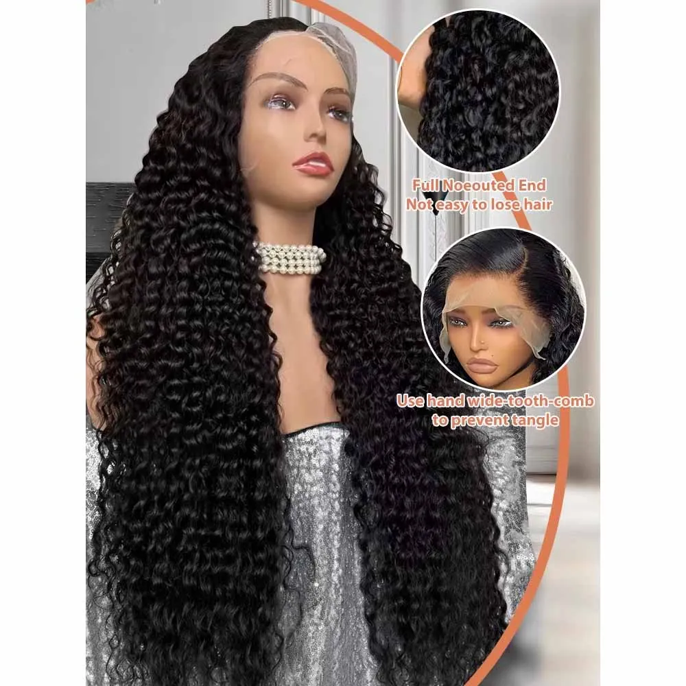 Pelucas frontales de encaje ondulado rizado 13x4, pelucas precortadas sin pegamento de Color Natural prearrancadas con pelo de bebé, pelucas frontales de encaje transparente HD