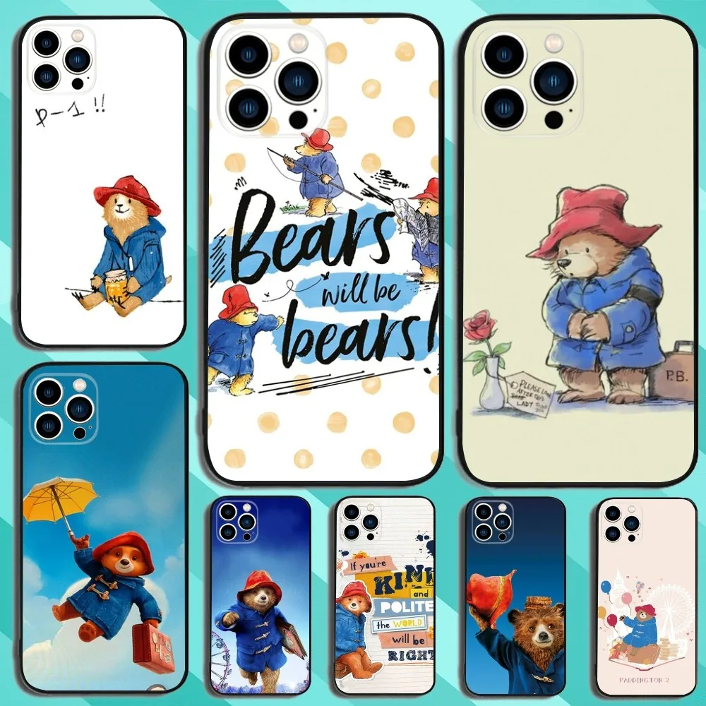 Bear P-Paddington Movie Phone Case For iPhone 15,14,13,12,11,Plus,Pro Max,XS,X,XR,SE,Mini,8,7 Soft Silicone Black Cover