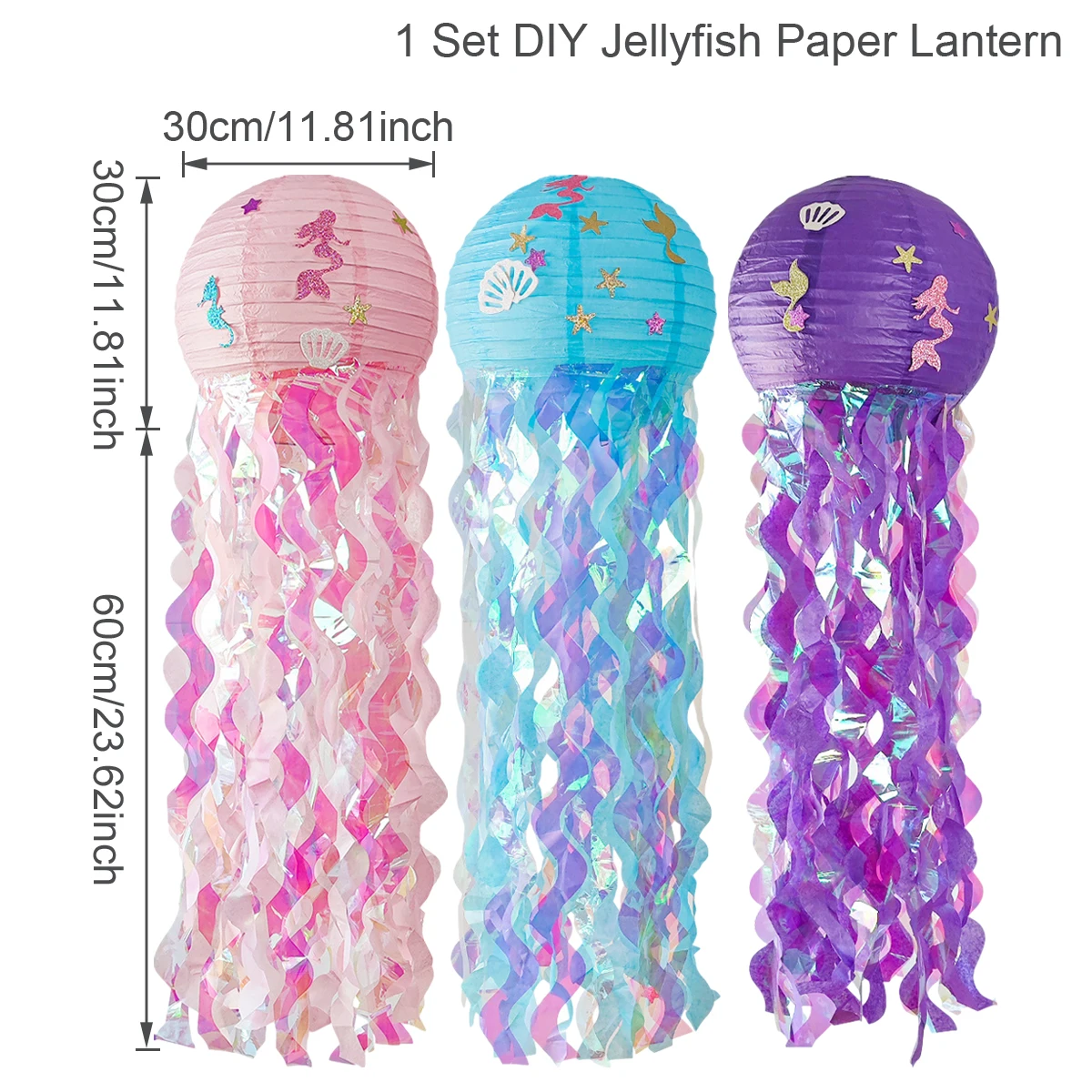 Mermaid Jellyfish Paper Lantern Disposable Tableware Mermaid Themed Birthday Party Decoration Kids DIY Wedding Party Supplies