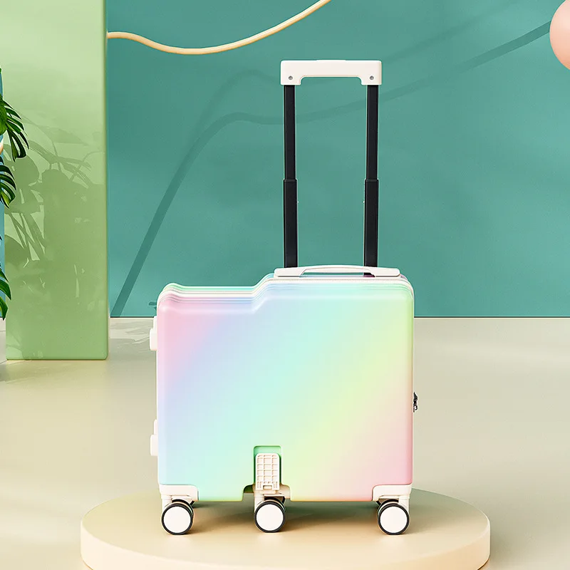 

18/20 Inch Small Travel Bags for Children ABS+PC Portable Travel Suitcase Multifunctional Rideable Rolling Luggage Case