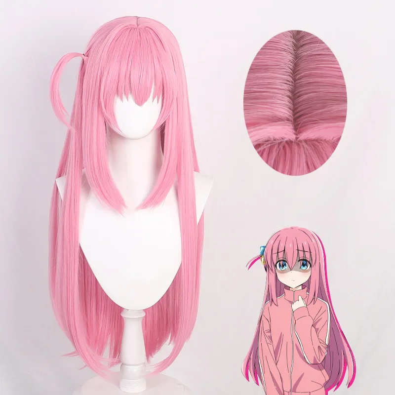 Anime Bocchi The Rock Hitori Gotoh Cosplay Wig 80cm Straight Pink Wig Cosplay Anime Cosplay Wigs Heat Resistant Synthetic Wigs