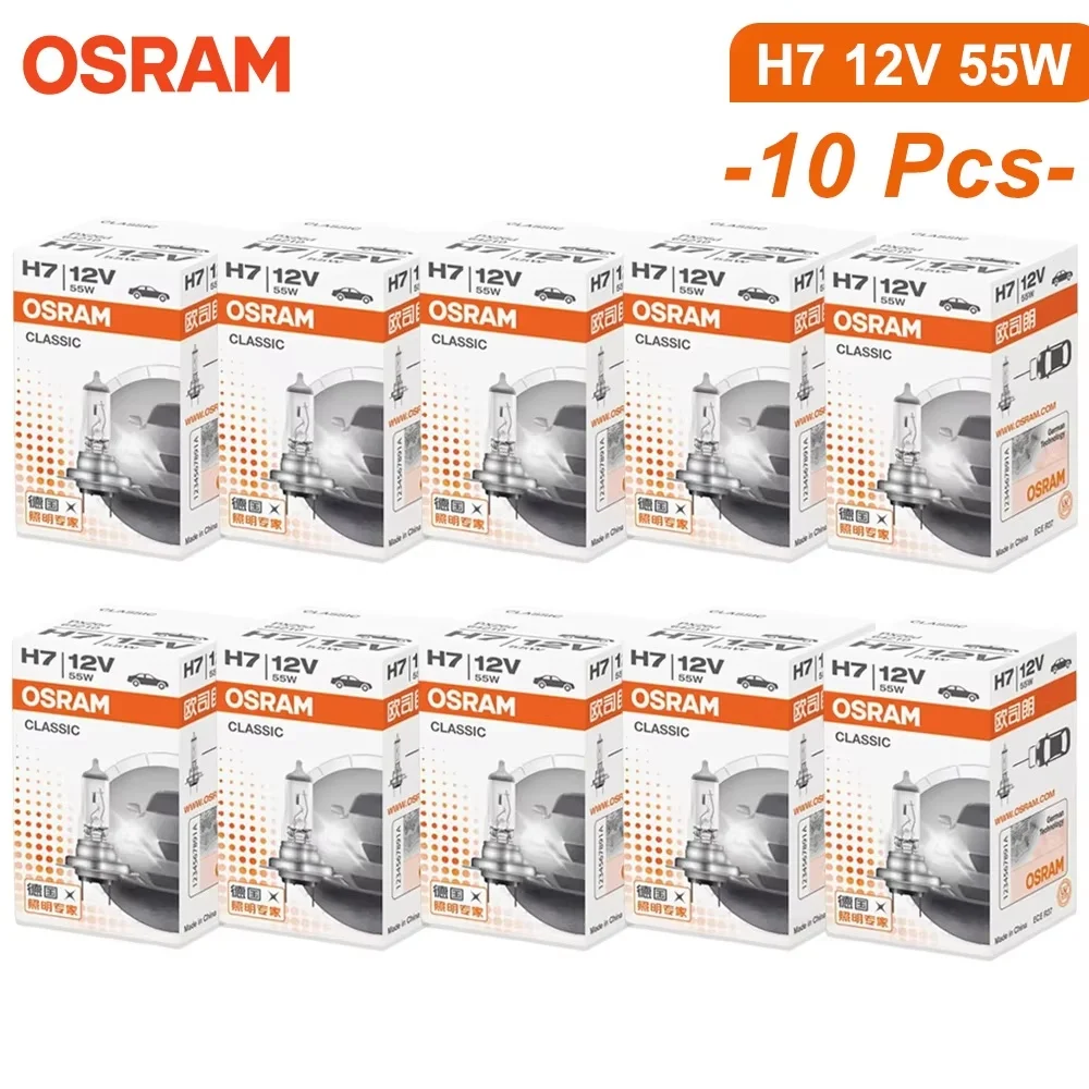 OSRAM Original CLASSIC H7 64210 PX26d Standard Hi/lo Beam Car Lamp 12V 55W 3200K White Halogen Light Car Headlight Bulb