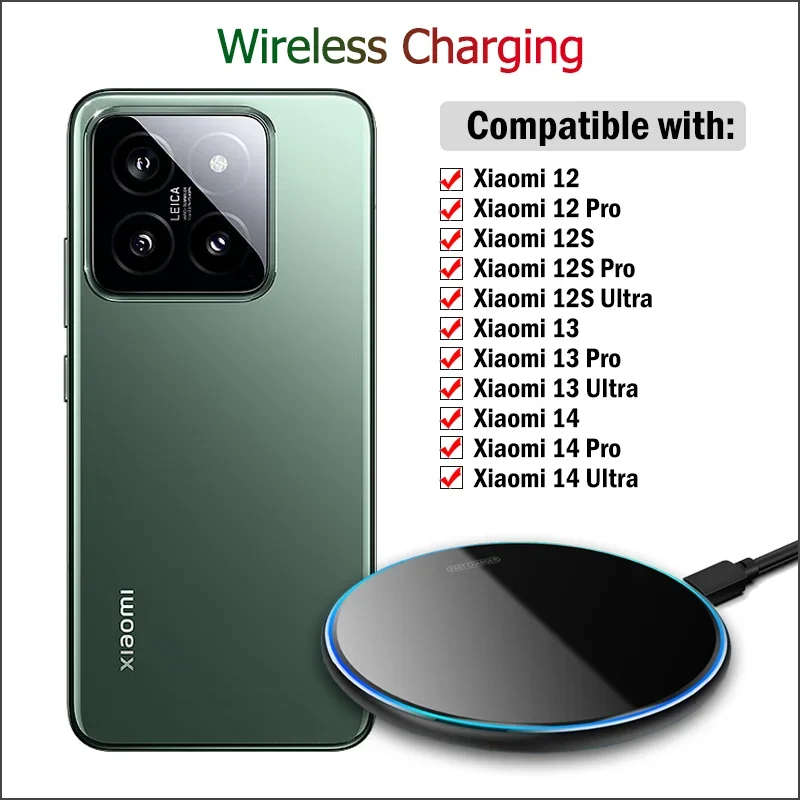 15W Fast Wireless Charger for Xiaomi 12 12S 13 14 Pro Ultra/Poco F5 Pro/Mix Fold 3 4/Mi 9 10 Pro Wireless Charging Pad