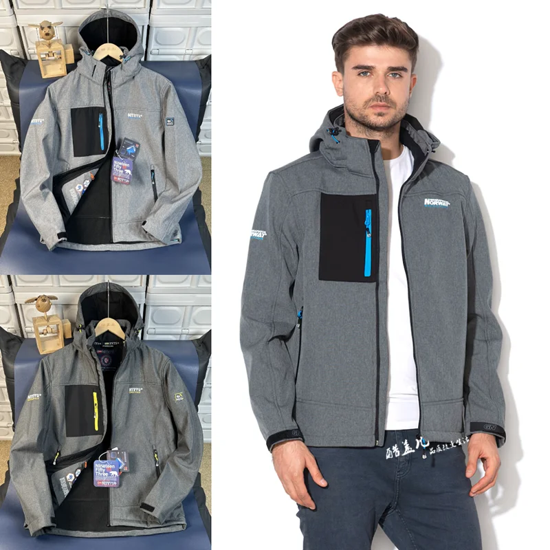 Nordic High Performance Fleece Lined Men's Outdoor Soft  Jacket Windproof Water Resistant Snow Proof Casual Style
