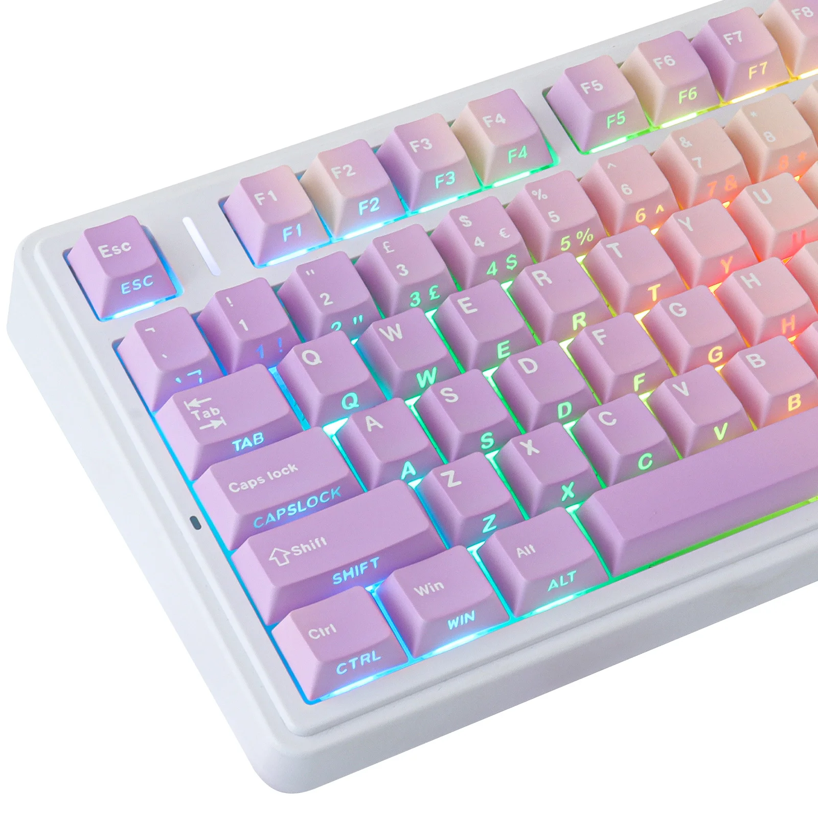 

Taro Milk Tea UK Layout Keycap Set 132 Keys PBT Dye-Sub Backlit Cherry Profile for Mechanical Keyboard