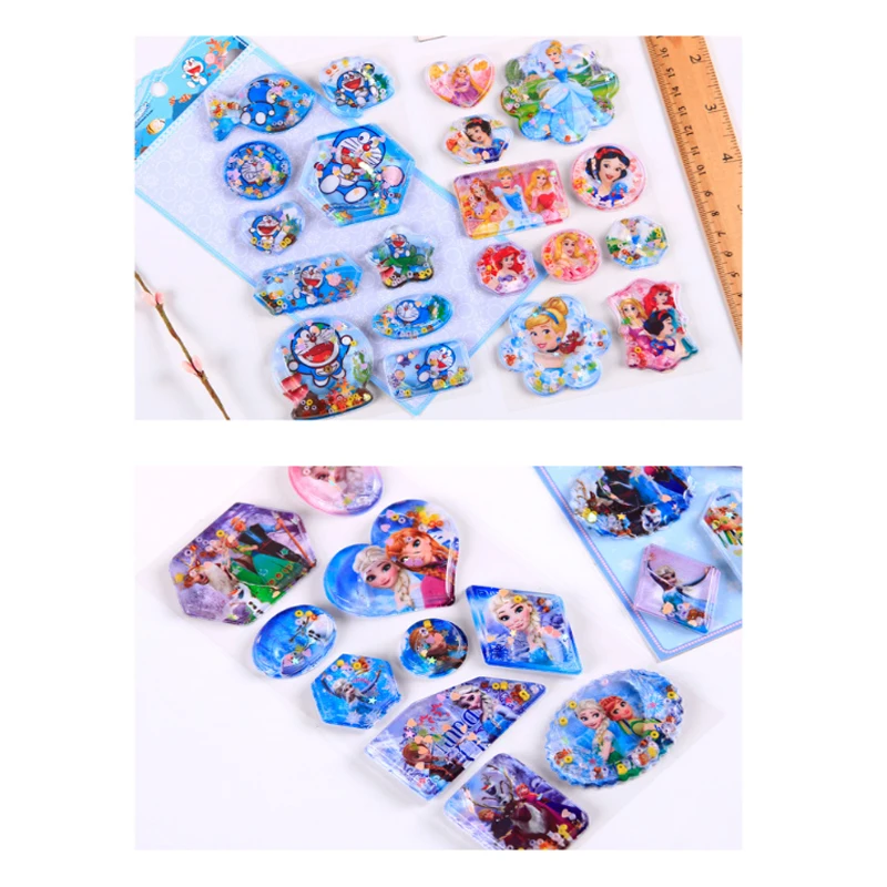 Disney Cartoon Three-Dimensional Water-Filled Stickers Frozen Princess Elsa Children\'s Stickers Cartoon Shaking Water Stickers