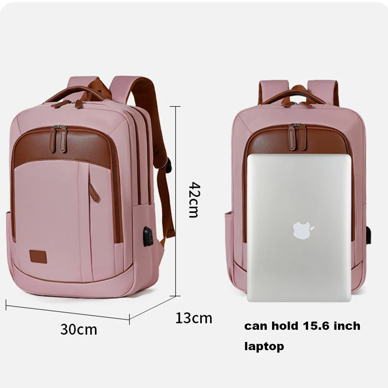 حقيبة ظهر للسفر من توبوشين بلش بينك آند براون متباينة، تصميم واسع متعدد الجيوب، حقيبة نايلون مقاومة للماء لرحلات العمل #2