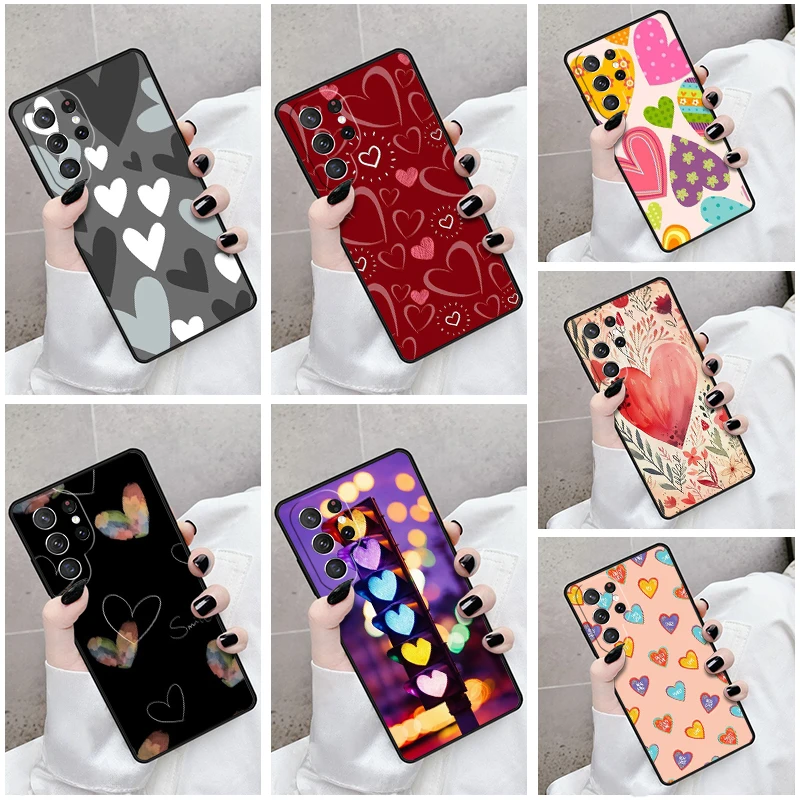 

Phone Case For Samsung Galaxy S24 S25 S23 S21fe S22 Ultra Plus Note 10 20 Cover Cute Heart