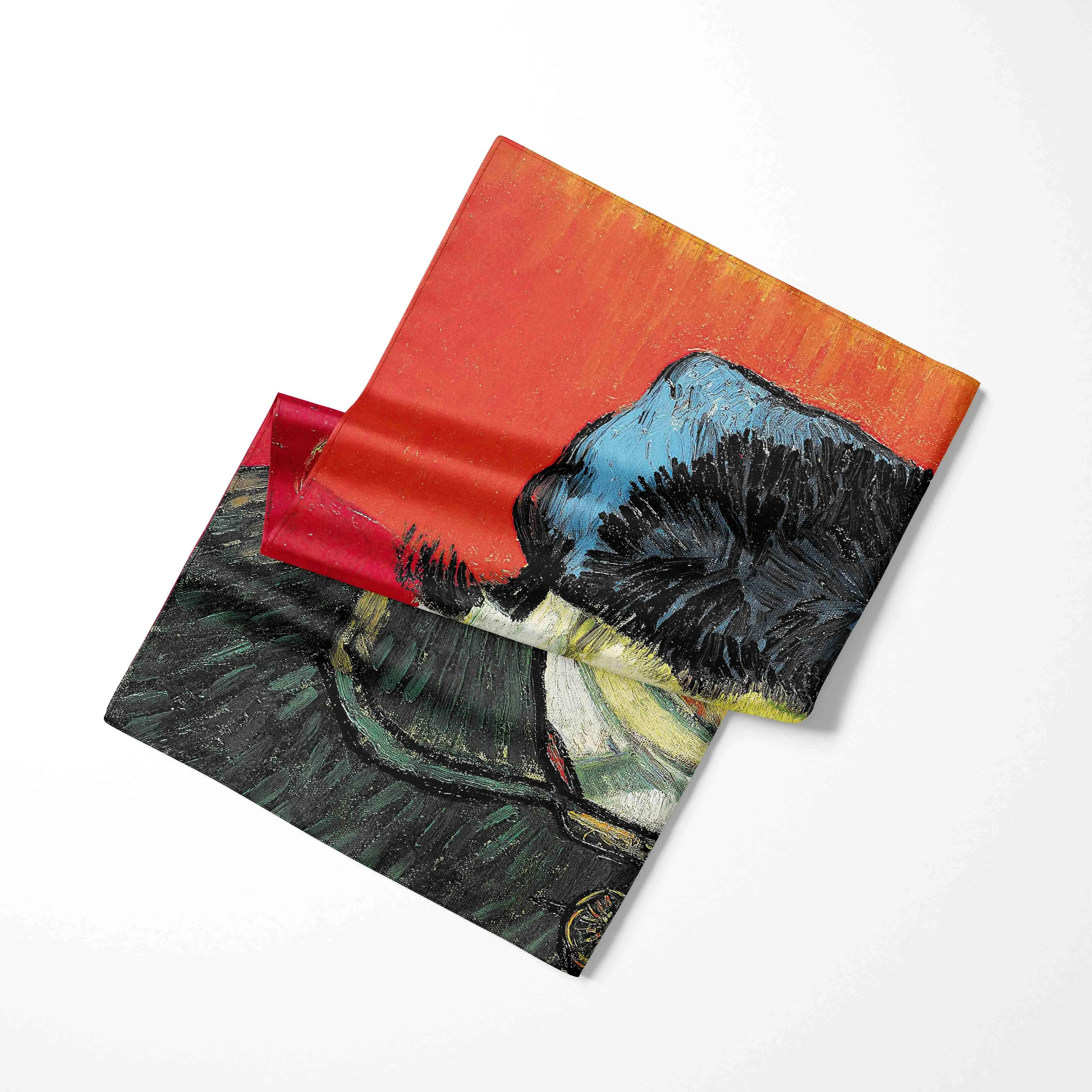 70 سنتيمتر * 70 سنتيمتر فان جوخ النفط الطباعة تصميم موضة منديل الأزهار وشاح مع المرأة منديل Bufandas الإناث فولارد شال يلتف