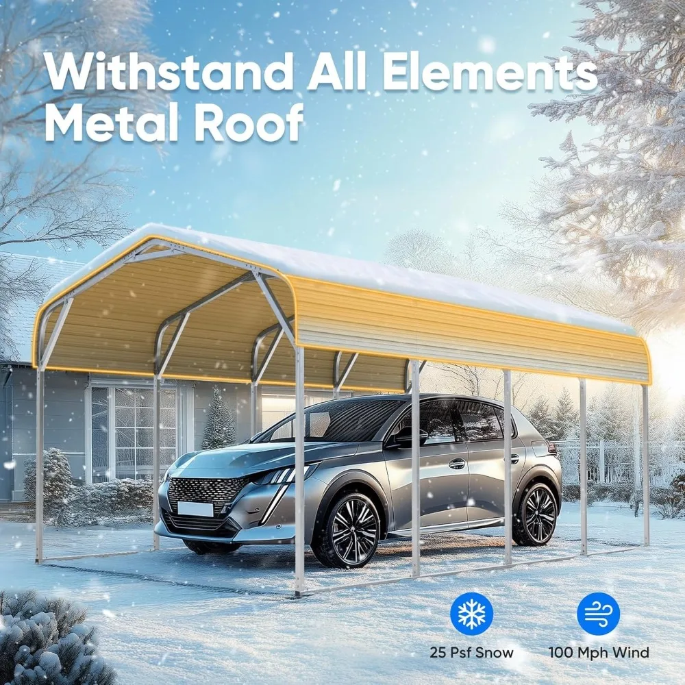 Metal Roof Carport Kits Hard Top Garage Heavy Duty Steel Car Canopy