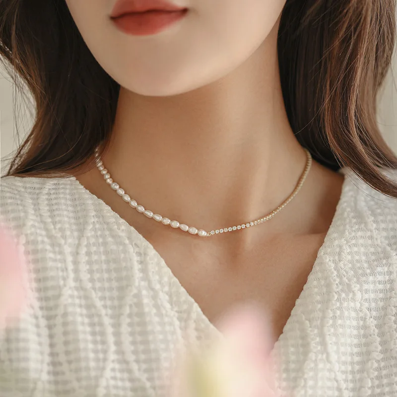 Best Sell 100% Natural Freshwater Pearl & Shiny Crystal Star 14K Gold Filled Female Splice Necklace Jewelry For Women Chains