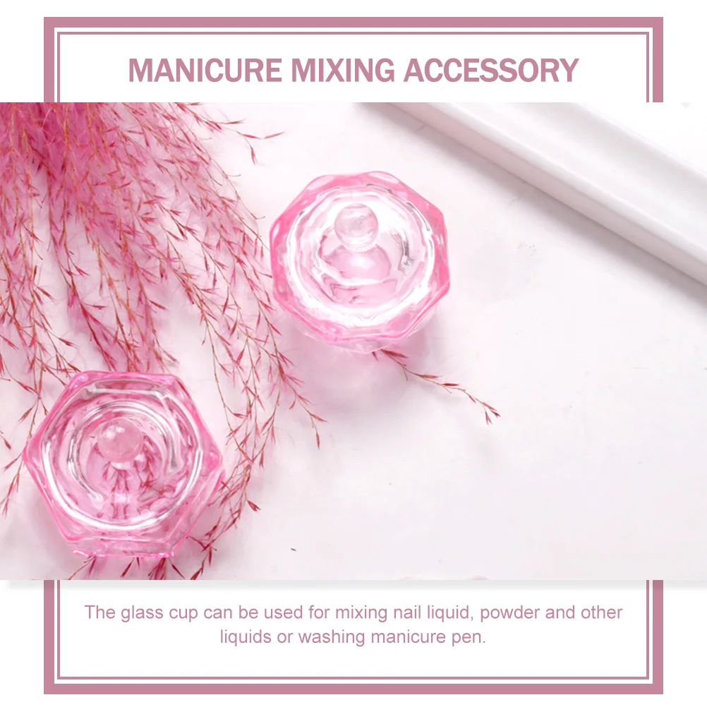 

2pcs Crystal Manicure Glass Cup Nail Art Mixing Washing Accessory For Salon Home Use Durable Nail Art Supply Manicure Tool