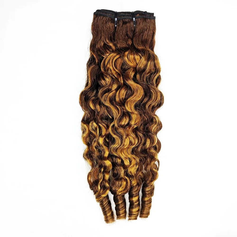 P4/27 # Burmesisches Lockenhaar, unbehandeltes Echthaar, doppelt gewebte Haarverlängerungen, brasilianisches Remy-Haar, ideal für Anfänger. – Detail 2