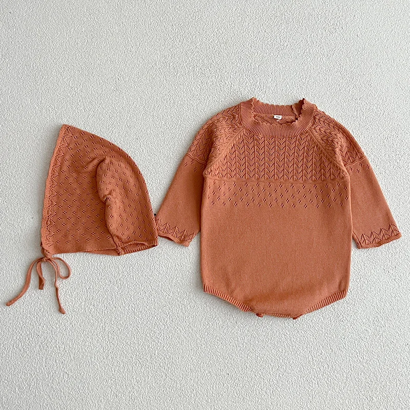 0-2Y Stricken Neugeborenen Overall Baby Mädchen Junge Frühling Herbst Kleidung Nette Langarm Pullover Romper + Hut Casual Neue geboren Outfits – Detail 19