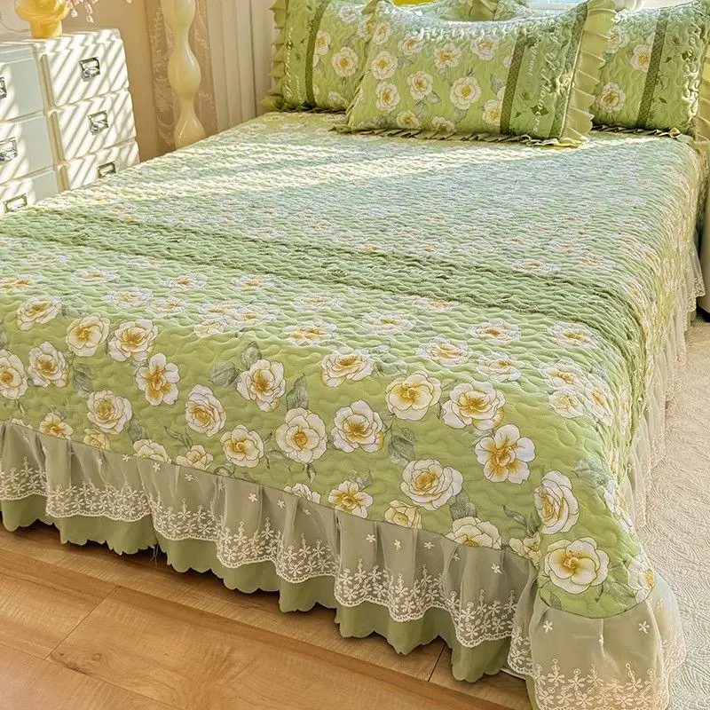 

Big Size Thick Cotton Bed Cover Set, Floral Print Pattern, Warm Lace Bedding, Queen Bedded Mattress, Decor, Decoration