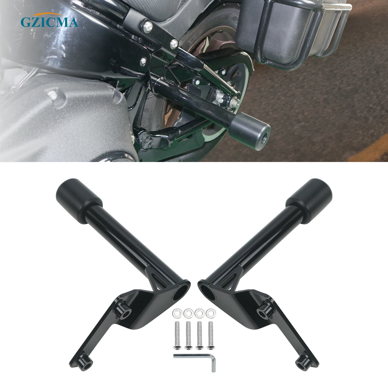 

GZICMA Passenger Peg Crash Bar Rear Highway Engine Guard for Harley Softail 2018-up Street Bob Heritage Low Rider Sport Glide