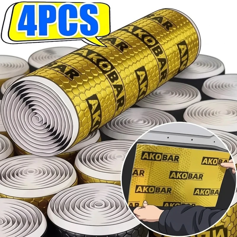 Alfombrilla Insonorizante para Auto, de Goma Butilo y Lámina de Aluminio, Aislamiento Térmico, para Capó, Puerta, Cortafuegos, 3 en 1