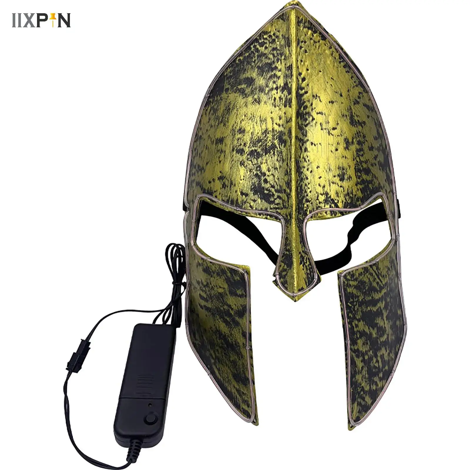 

Medieval Knight Gladiator Helmet LED Light Up Spartan Mask Roman Warrior Greek Costume Headwear Halloween Cosplay Accessories