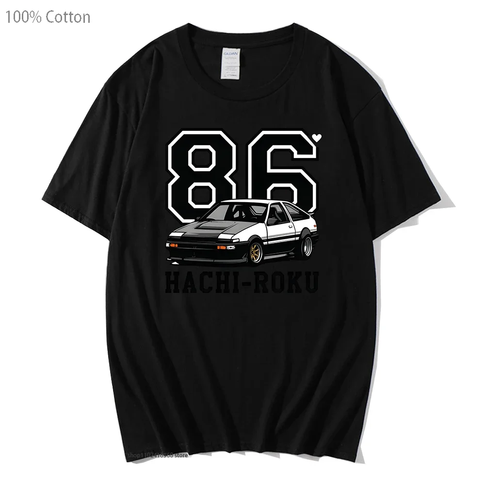 AE86 Hachi Roku Clothes Initial D Tshirt Japanese Anime Men Short Sleeve Streetwear 100% Cotton Crewneck Women Clothing Top Male