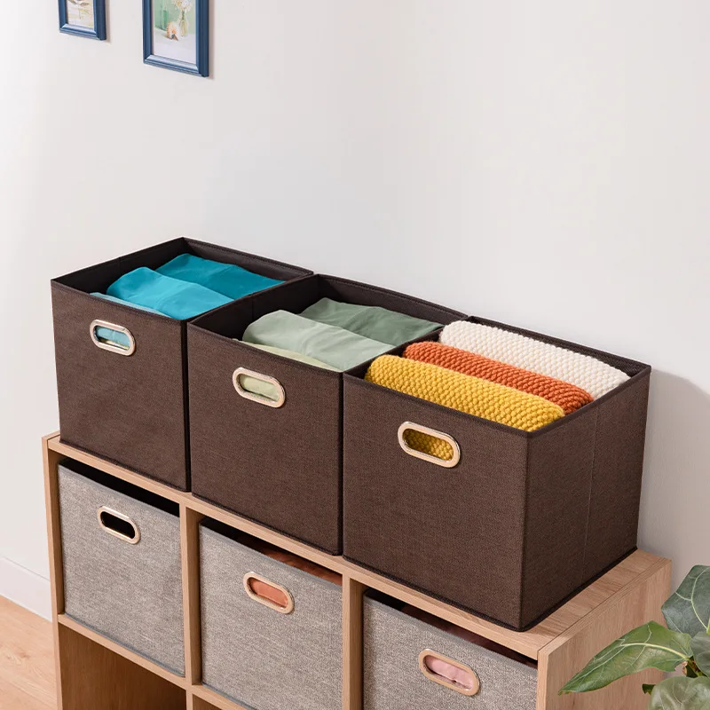 32L Foldable Fabric Storage Box With Metal Buckle Toys Books Desktop Storage Wardrobe Drawer Storage Cubes Clothing Organizer