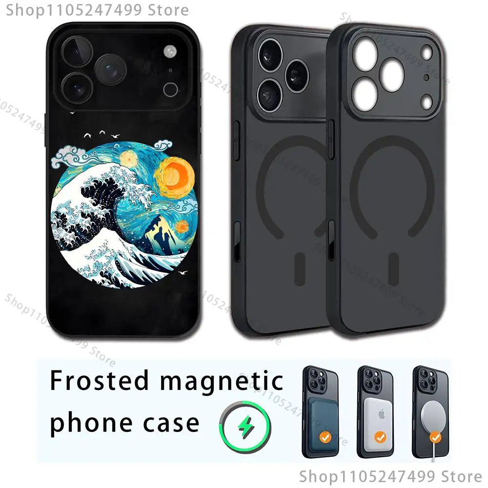 Custodia per telefono The Great Wave off K-Kanagawa per iPhone 17,16,15,14,13,12,11,Pro,Max,Plus,E,Air,Mini Magsafe magnetico satinato