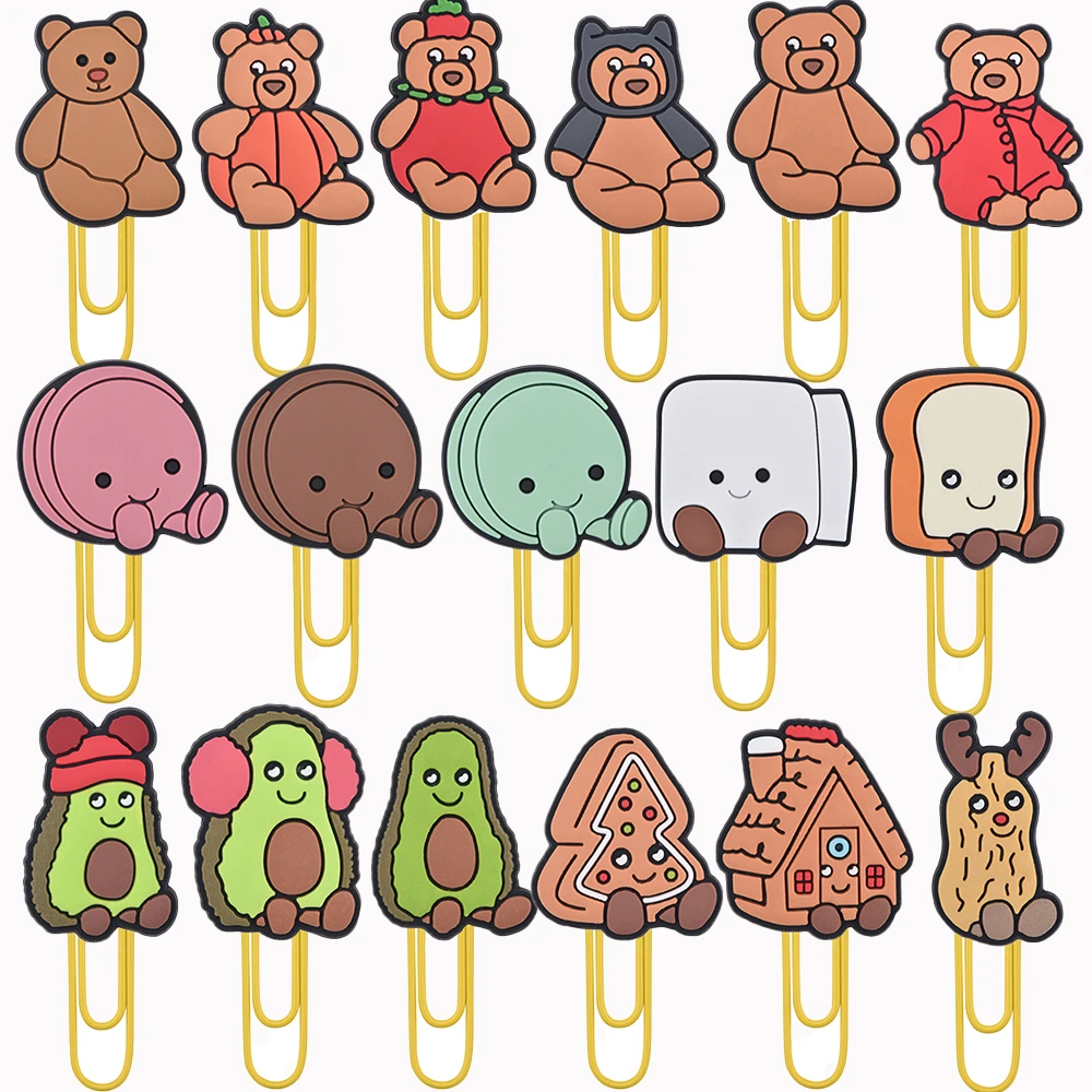 

1pcs Lovely Bears Bookmark Charms Cartoon Colorful Jelly Clips Paper Clips Cute Avocado Book Page Metal Clip Kids Birthday Gifts