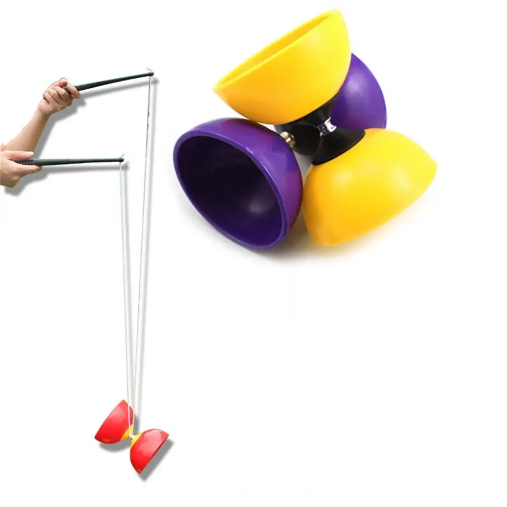 Cuenco de cuero Diabolo Yoyo con palos, cuerda de Material suave, juguete de malabarismo de Triple rodamiento, juguete chino Yoyo grueso