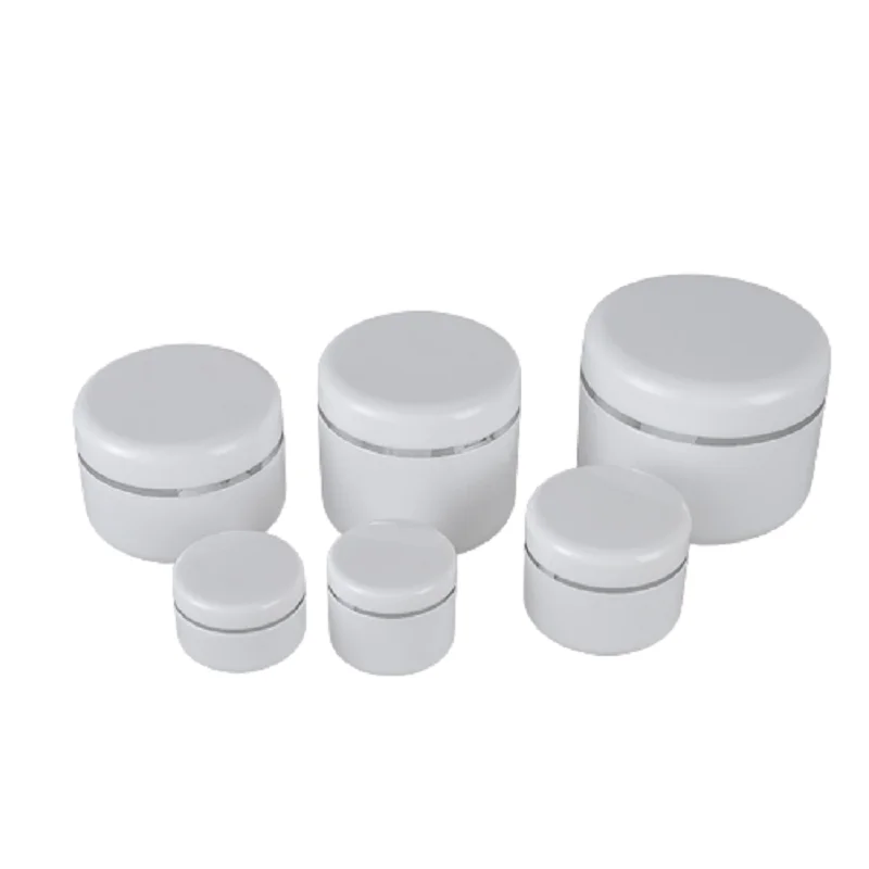 

White Plastic Refillable Bottles Gold Silver Line Lid 20g 30g 50g 100g 150g 250g Cosmetic Pots Empty Skincare Cream Containers