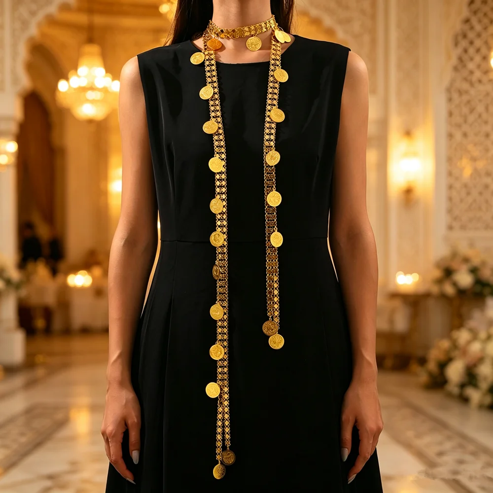 Ethnic Wear Fashion Designer - Altın Omuz Zinciri Arap Kürt Yaprak