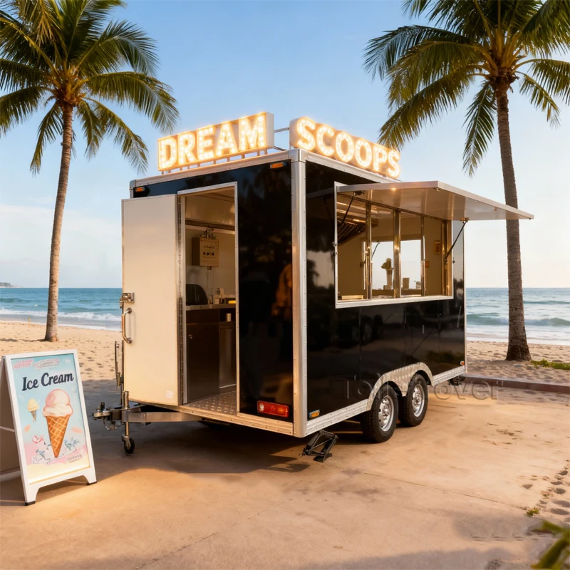 

Мобильный фудтрак из нержавеющей стали для жарки курицы, фургон для фастфуда, уличный передвижной фудтрак, коммерческий прицеп для еды с фритюрницами и плитой