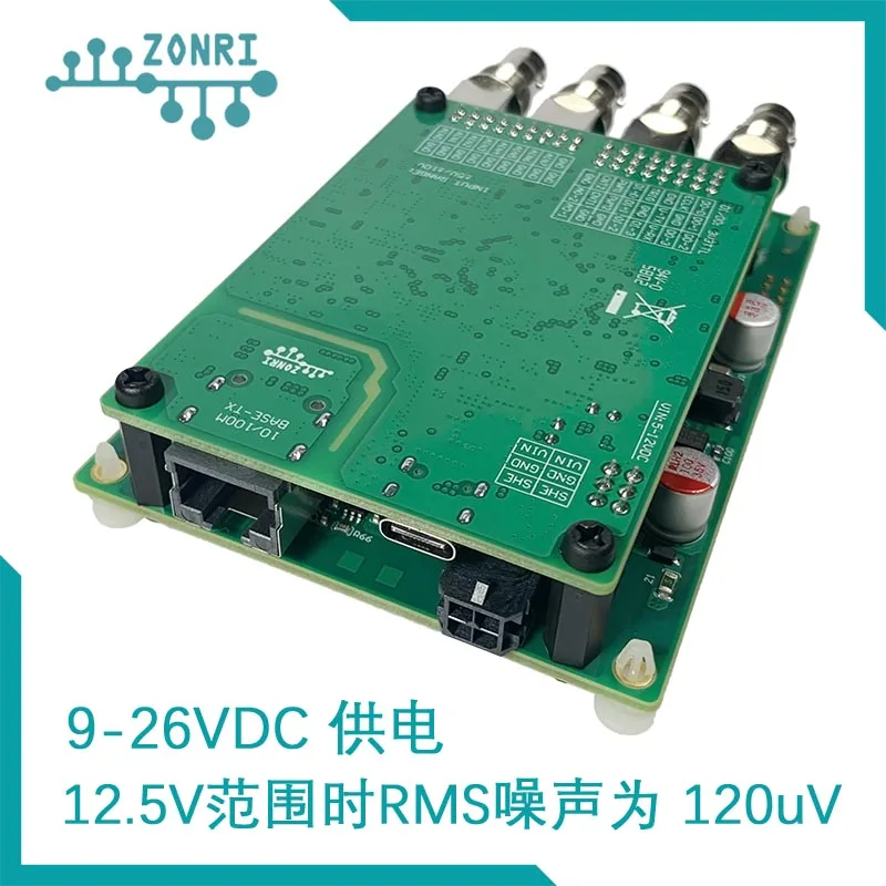 4-channel IEPE Vibration/impact/acoustic Acquisition Card 16Bit 200Ksps Ethernet Python