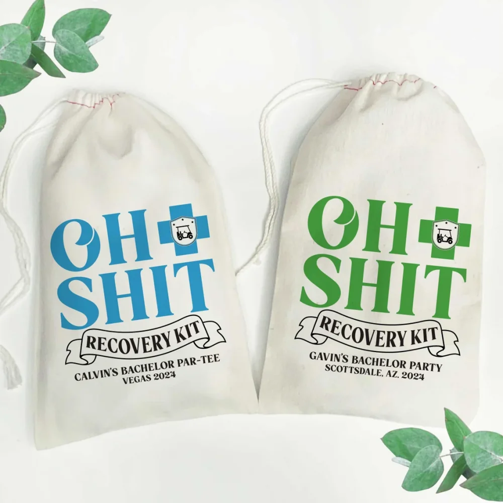 Golf Hangover Kits-Oh Shit Recovery Kits-Golf Bachelor Party Favor Bags-Custom Hangover Bags-Oh Shit Kits-Golf Birthday Favors