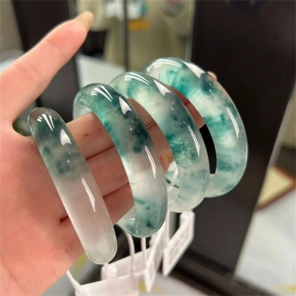 

Modern Minimalist Floating Flower Ice Seed Natural Stone Jade Bangle Bracelet for Women's Fashion and Health Jewelry Gift