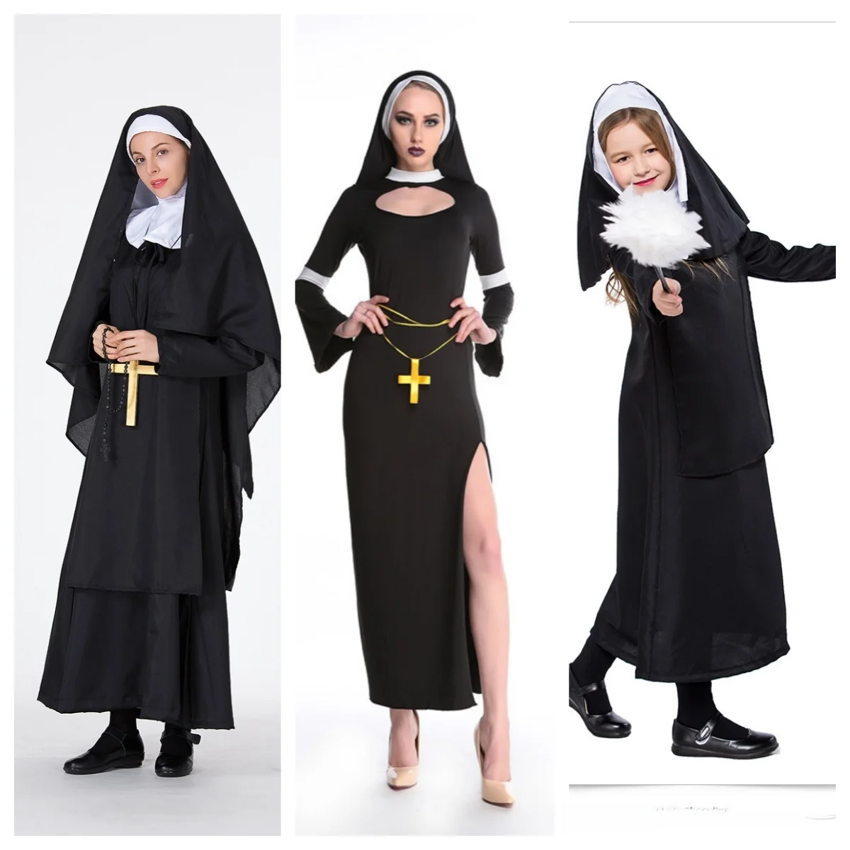 

Женский костюм на Хэллоуин большого размера, одежда для выступлений Мэри, сценический наряд монахини, ансамбль священника, лето 2024, моя