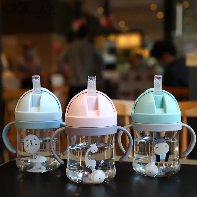 

250/350ml Baby Feeding Cup with Straw Children Learn Feeding Drinking Bottle Kids Training Cup with Straw