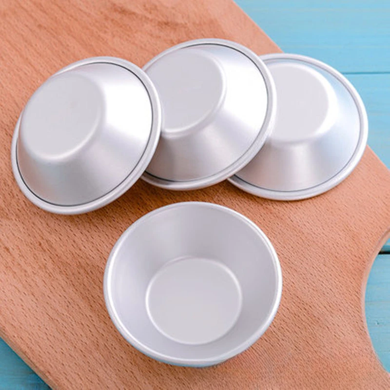 10Pcs Reusable Aluminum Alloy Egg Tart Mold Baking Accessories Cookie Pudding Mould Mooncake Mold Baking Tools