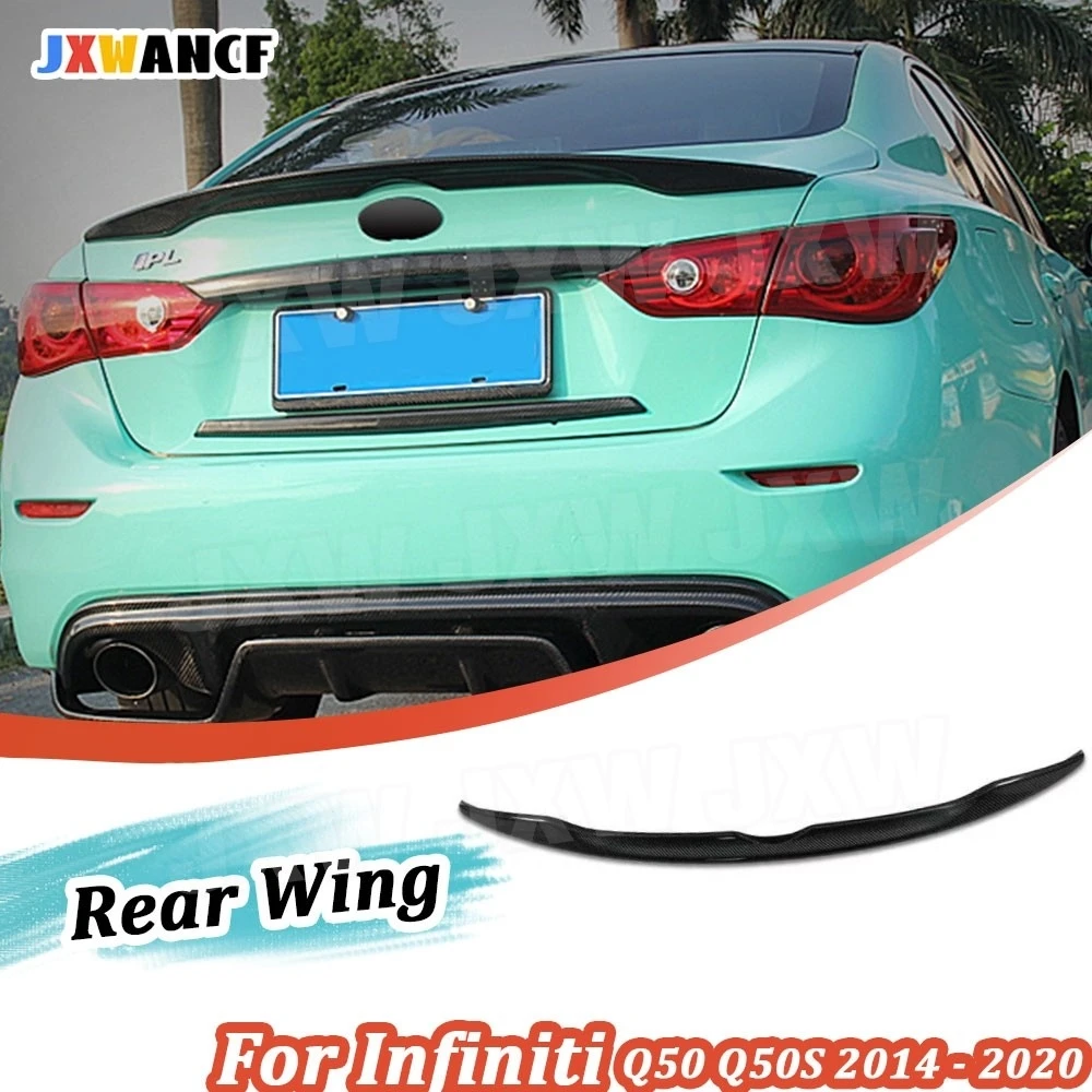 

JXWANCF Real Carbon fiber Rear Spoiler Boot Lip Wings For Infiniti Q50 Q50S 2014 - 2020 FRP Trunk External Decoration