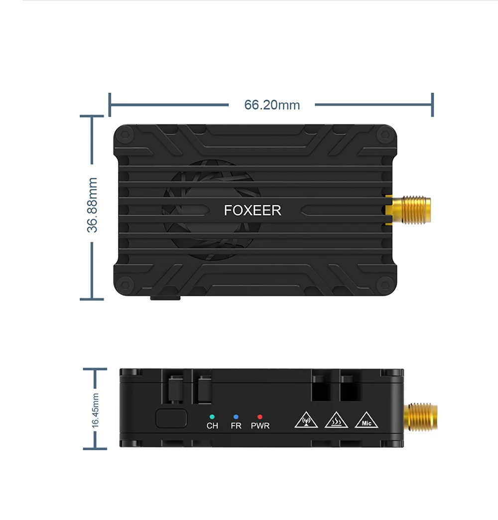 FOXEER Reaper Extreme 3W 10W V2 VTX FPV Transmissor de vídeo 80CH 4.9 ~ 6G Ventilador de microfone embutido para avião drone de longo alcance