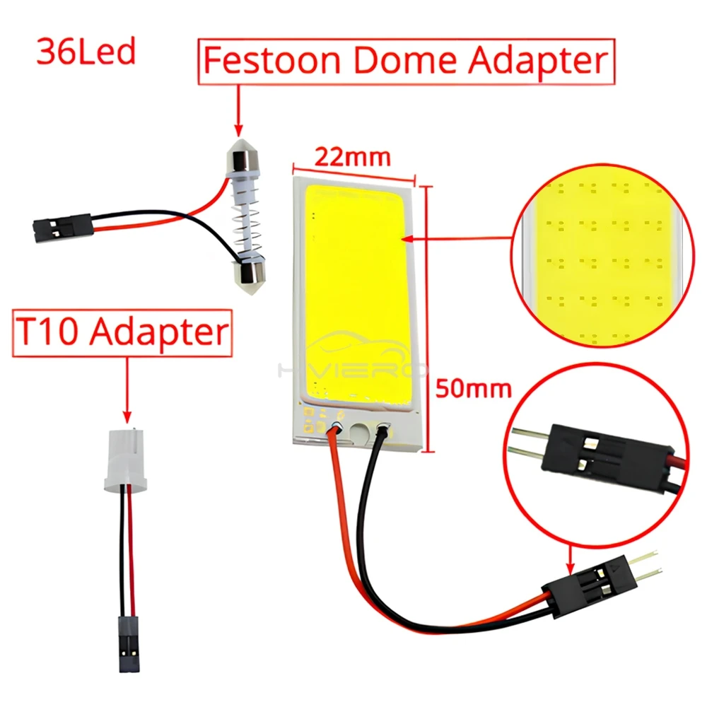 1pcs Super Bright Car LED T10 C5W COB 36SMD Reading Light Trunk License Plate Lamp Auto Dome Pathway Interior Lighting White Red