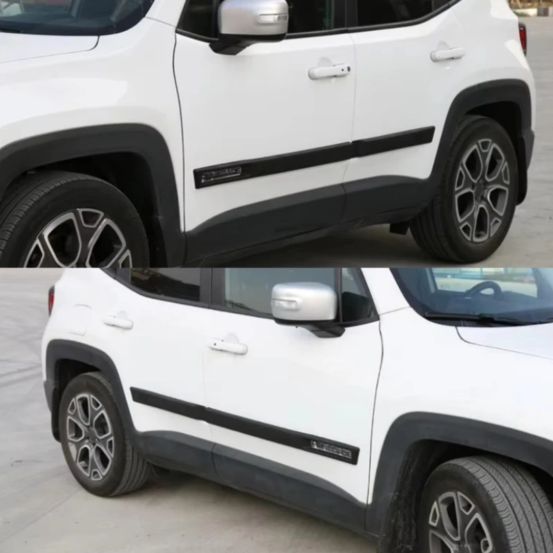 Sansour New ABS Body Side Moulding Door Cover Trim Kit Molding Protector Car Styling Mouldings for Jeep Renegade 2015 2016 up