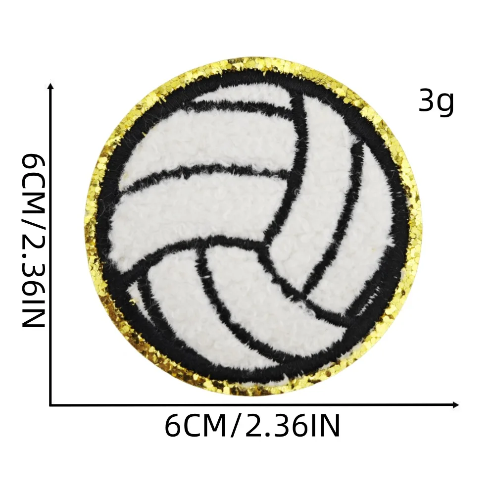 Chenille Glitter Embroidered  Patches Iron on Baseball PatchesStickers Sport Volleyball  for Jeans Clothes Backpack Badge