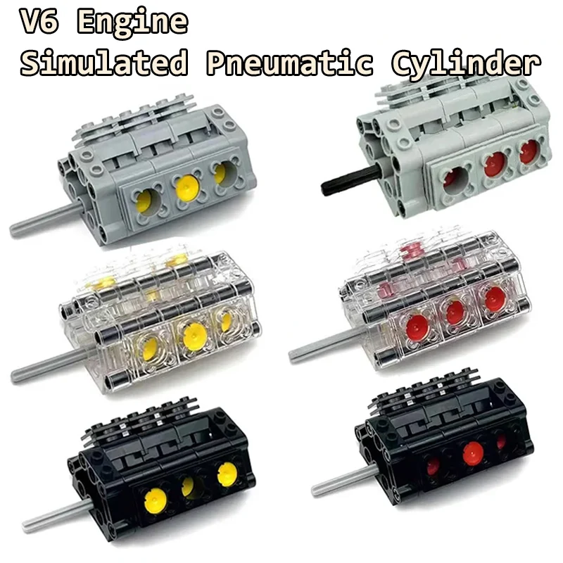 Blocs de construction de cylindre pneumatique, modèle dynamique de moteur V6, pièces pour voiture technologique, assemblage MOC, briques à monter soi-même, accessoires de jouets