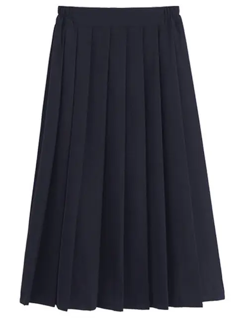 Japanese Preppy Style Women Elastic Waist Long Midi Skirt Ladies Fashion Party Skirt Female Pleated Girls School Uniform Skirt 3 Japanese Preppy Style Women Elastic Waist Long Midi Skirt Ladies Fashion Party Skirt – view 3